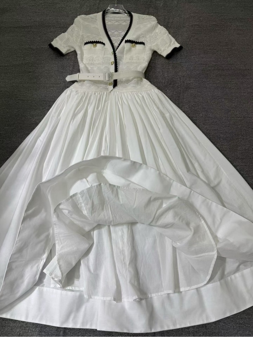 NWOT Self-Portrait White Knit Belted Midi Dress, Size XS/S/M/L - Picture 6 of 6
